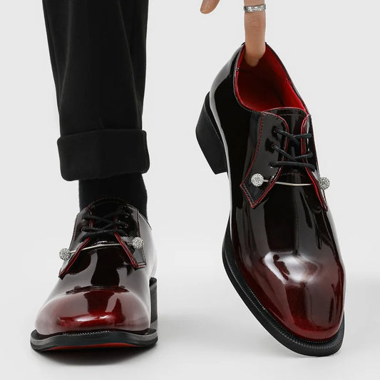 25165 Good Quality New Black Business Men Leather Shoes Fashion square Toe Men Dress Shoes