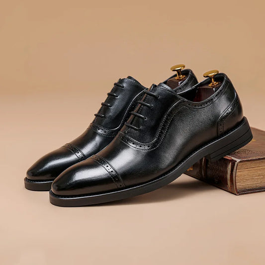 New Arrivals Top-grain Cowhide Leather Formal Business Men's Leather Shoes Genuine Leather Brogue Designer Shoes Wenzhou Shoes