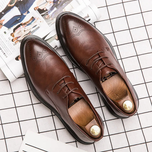 Fashion England Trend Autumn Casual Men's Wedding Shoes Wholesale Flock Oxford Leather Breathable Anti-Slippery Plus Size Formal
