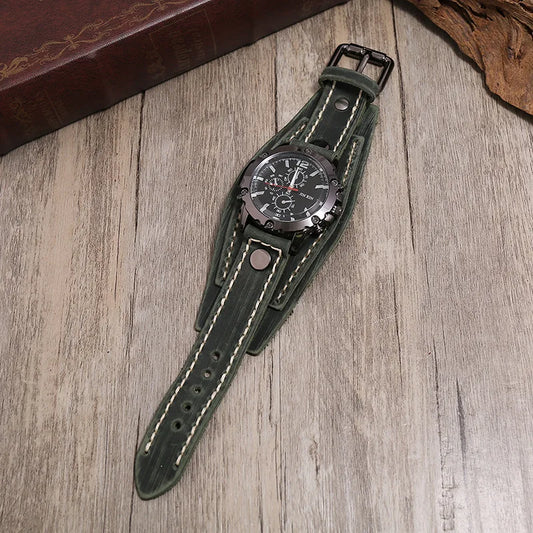 Hot Style Men Watch Vintage Hand-sewn Leather Bracelets Quartz Watches Punk Wristband Individuality Watch for Men and Women