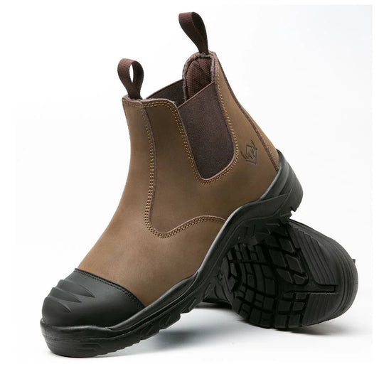 Slip on Steel Toe Fashion Water Resistant Breathable Leather Anti-smashing Anti-puncture Safety Shoes for Men Mining