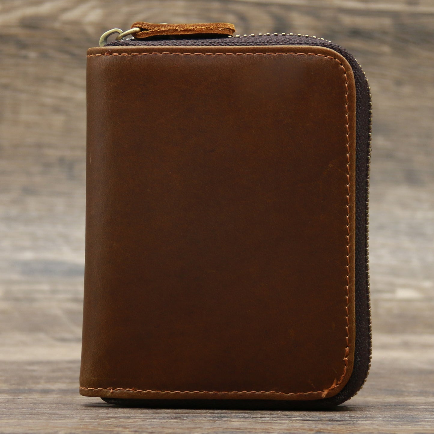 9039 Short Wallet Men's Genuine Leather Wallet Crazy Horse Leather 80% off Wallet Card Holder Black Zipper Coin Wallet