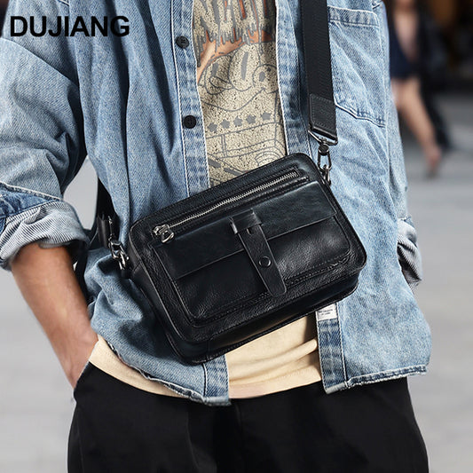 Genuine Leather Crossbody Bag Men's Bag Trendy Brand High-End Work Bag Cowhide Messenger Bag Backpack Vegetable Tanned Leather Men's Shoulder Bag