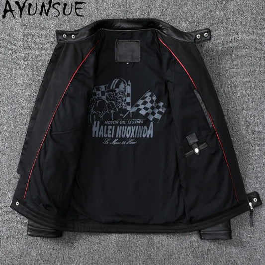 Mens Leather Jacket Autumn Men Clothing Handsome Motorcycle Jackets Two Colors Short Coats Kurtka Męska Skórzana Slim