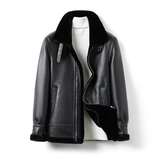 2026 Fur Integrated Lapel Fleece Thickened Thermal Jacket Leather Jacket Winter Men's Clothing
