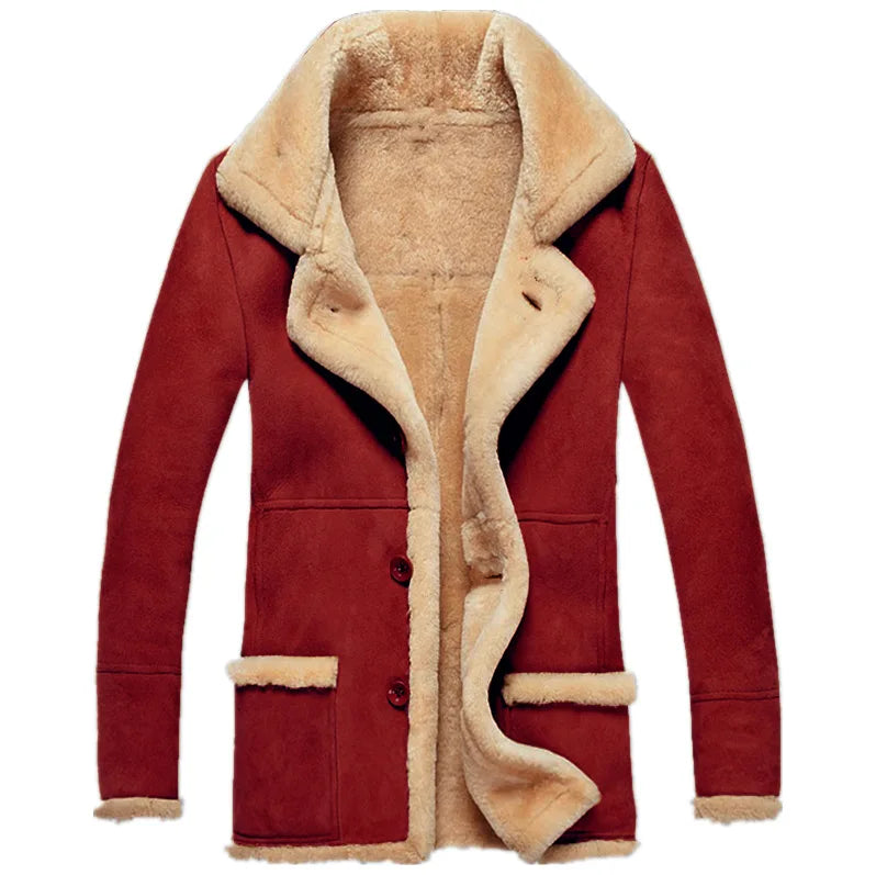 New Men's Faux Fur Jackets Winter Overcoat Thickened Plush Lining Lapel Coldproof European Style Leather Lapel Jacket Coat Male