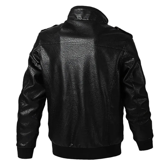 PU Leather Jacket Men Autumn Winter New Fashion Thicken Fleece Motorcycle Windproof Coats Youth Baseball Embroidered Jacket Male