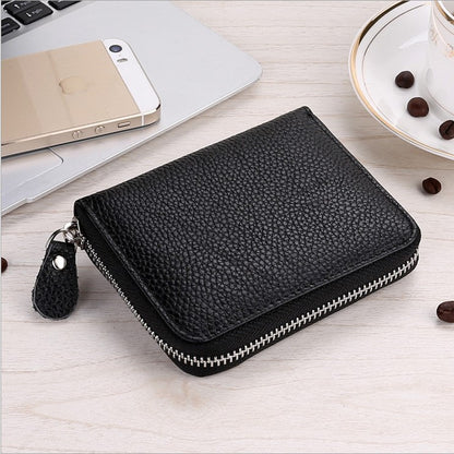 9039 Short Wallet Men's Genuine Leather Wallet Crazy Horse Leather 80% off Wallet Card Holder Black Zipper Coin Wallet