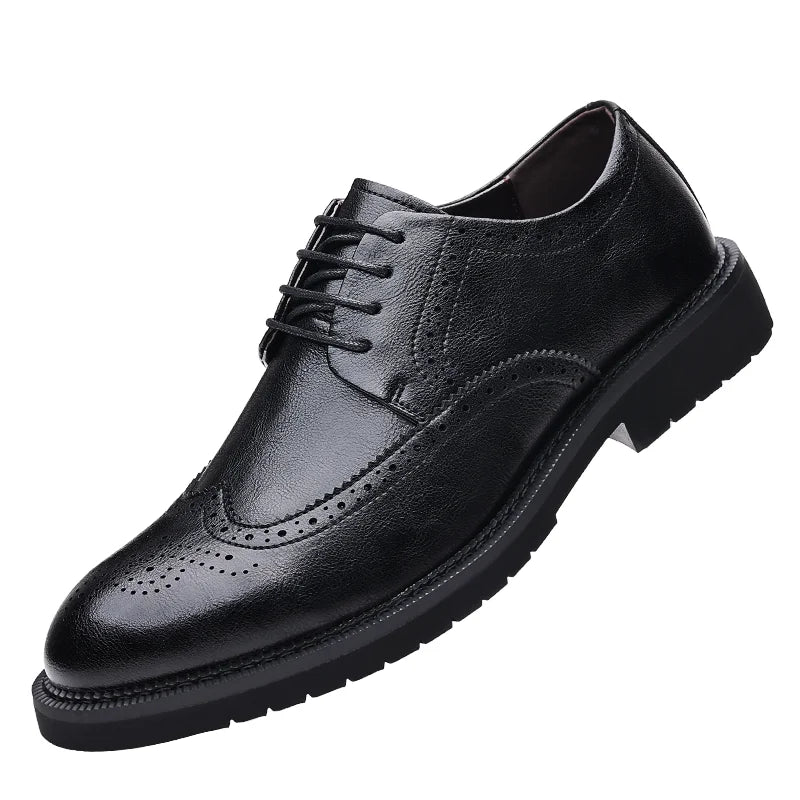 High Quality Men's Casual Cowhide Leather Dress Shoes Soft Comfortable Business Office Style Oxfords Formal Shoes for Men