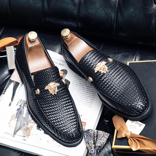 New Products 2025 British Men's Leather Dress Shoes Driving Casual Black Formal Shoes for Wedding Party