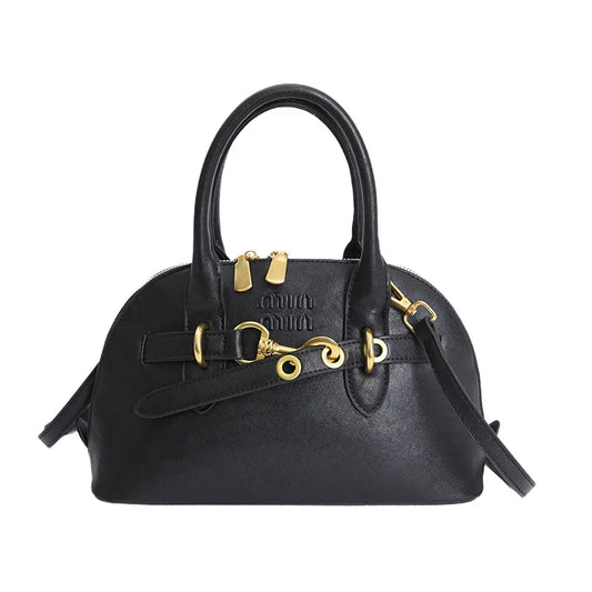 2026 New Hot Sale Dome Bag Bear Pendant Decor Metal Buckle PU Leather Winter Date Stylish Retro Handbag