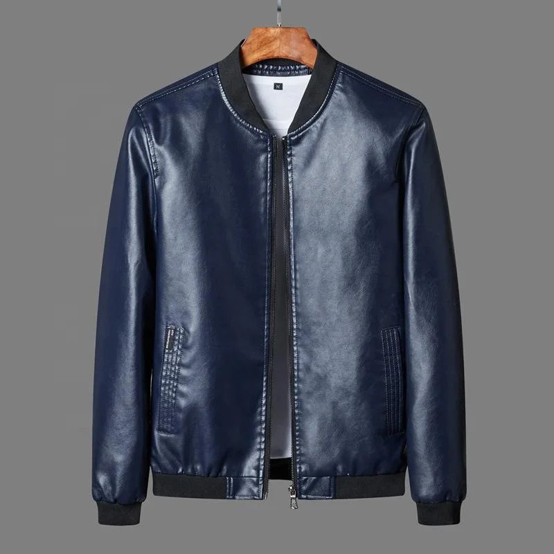 ANSZKTN Autumn Winter Plus 8XL Size Fashion Men's Leather Jackets Solid Color Zipper Faux Leather Casual PU Jacket for Men