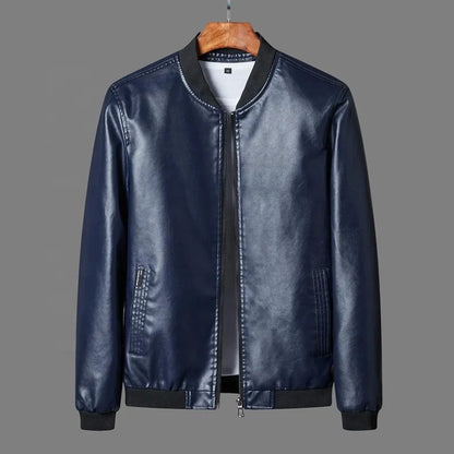 ANSZKTN Autumn Winter Plus 8XL Size Fashion Men's Leather Jackets Solid Color Zipper Faux Leather Casual PU Jacket for Men