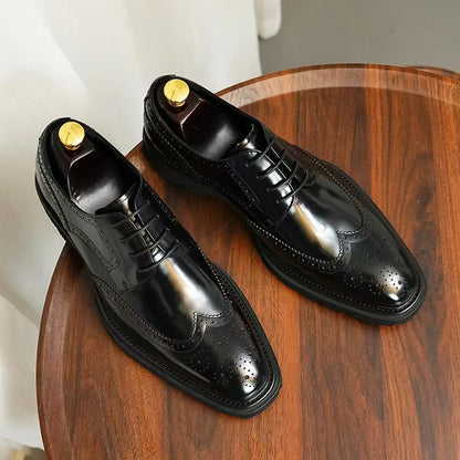 Business Casual Men's Leather Shoes Men's Wear-resistant Breathable Dress Shoes Lightweight Luxury Italian Shoes Comfortable