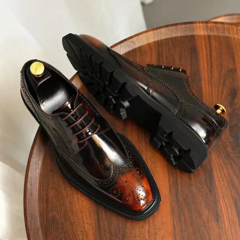 Business Casual Men's Leather Shoes Men's Wear-resistant Breathable Dress Shoes Lightweight Luxury Italian Shoes Comfortable