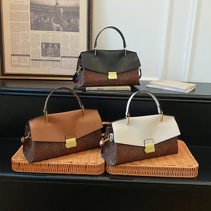 Factory Wholesale Luxury Brand Design Ladies Handbag PU Leather Contrasting Retro High Quality Shoulder Bag for Women