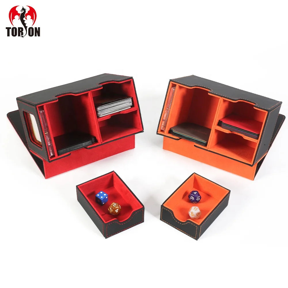 Torson Top Grade 160+ TCG CCG LCG for  Windowed PU Leather Game Storage Deck Box Premium Card Storage Case for Card Playing