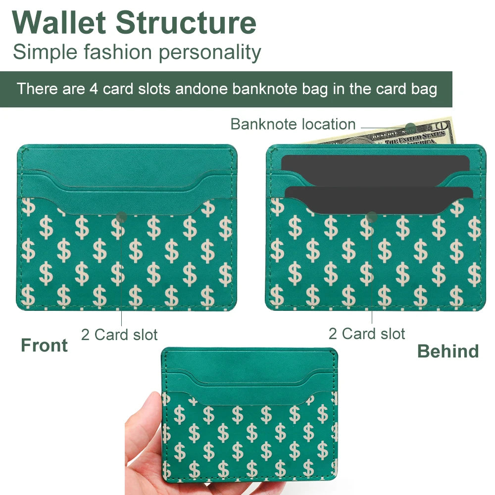 Design Own Pattern Logo Pu Leather Credit Name Business Card Holder Wallet Premium RFID Blocking Minimalist Wallet for Man Woman
