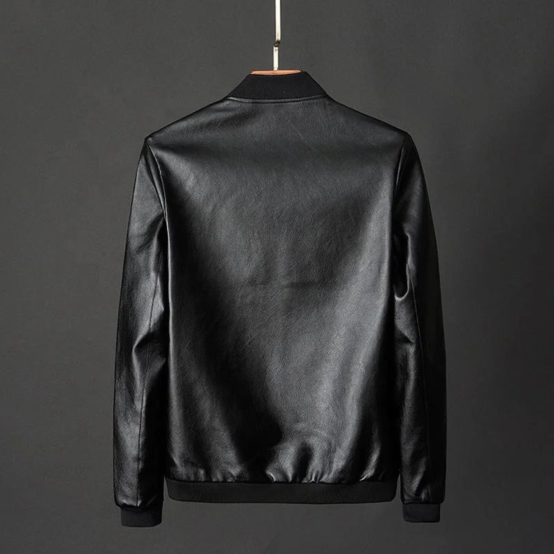 ANSZKTN Autumn Winter Plus 8XL Size Fashion Men's Leather Jackets Solid Color Zipper Faux Leather Casual PU Jacket for Men