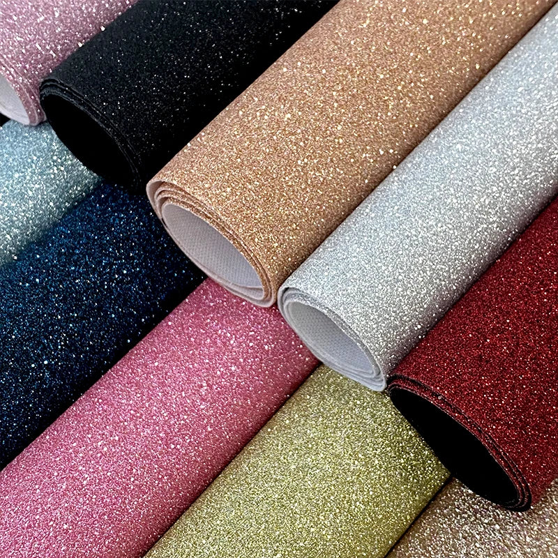 1 Roll of Colorful Glitter Fine Sandalwood Faux Leather 12''x53'' (30 Cmx135cm) Handmade DIY Earrings, Jewelry, Headwear,