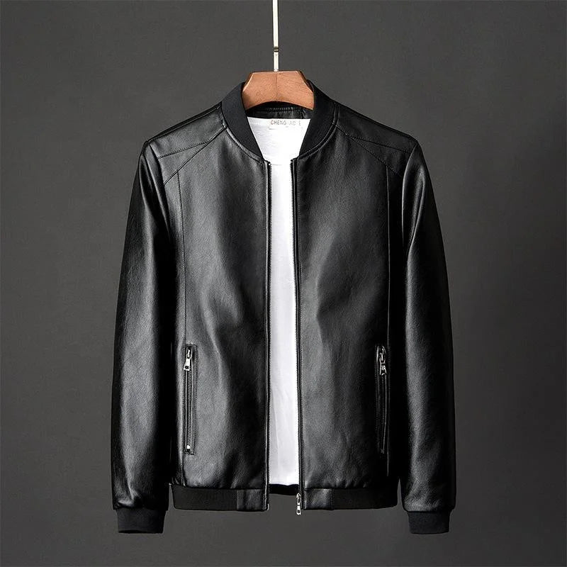 ANSZKTN Autumn Winter Plus 8XL Size Fashion Men's Leather Jackets Solid Color Zipper Faux Leather Casual PU Jacket for Men