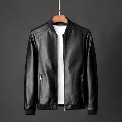 ANSZKTN Autumn Winter Plus 8XL Size Fashion Men's Leather Jackets Solid Color Zipper Faux Leather Casual PU Jacket for Men