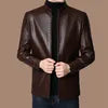 M-3XL New Spring Autumn Men's Casual PU Leather Jacket Stylish Street Vendor Coat Adult Dad Middle-Aged Elderly PU leather Coat