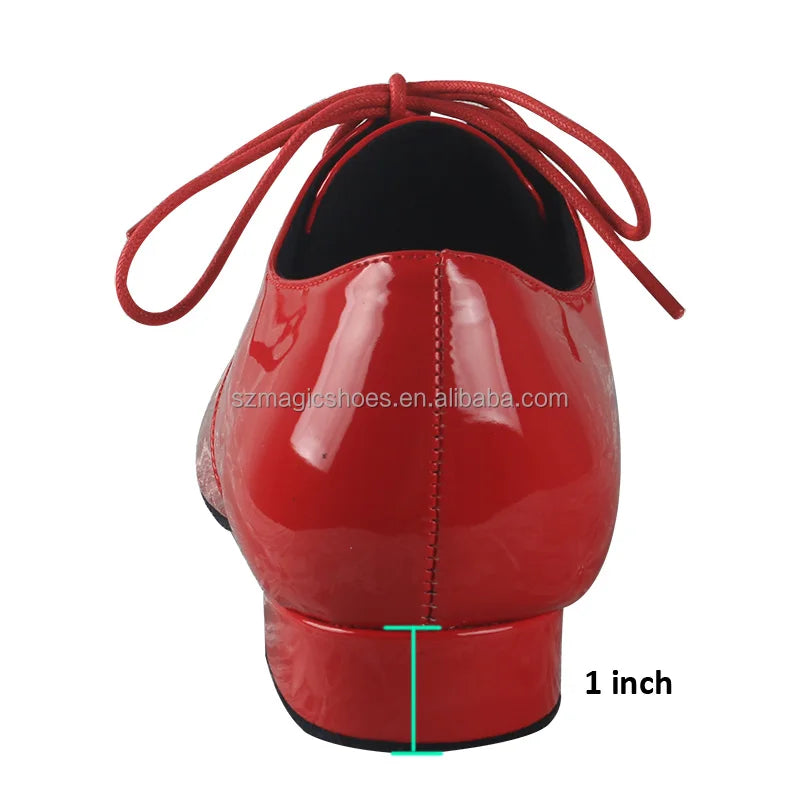 Customized Red Patent Leather Men Latin Dancing Shoe From China