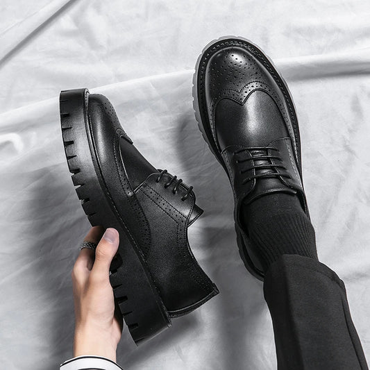 Latest Design High Quality Oxford Formal Shoes Slip-on Black Platform Men's Leather Dress Shoes Genuine Leather