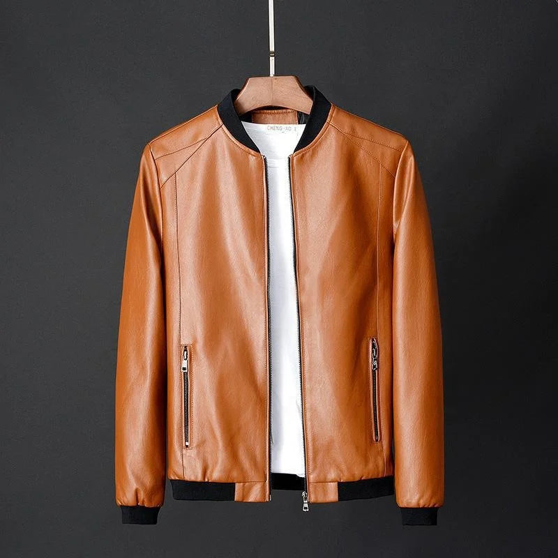 ANSZKTN Autumn Winter Plus 8XL Size Fashion Men's Leather Jackets Solid Color Zipper Faux Leather Casual PU Jacket for Men