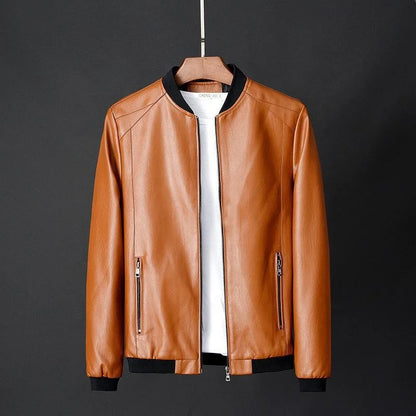 ANSZKTN Autumn Winter Plus 8XL Size Fashion Men's Leather Jackets Solid Color Zipper Faux Leather Casual PU Jacket for Men
