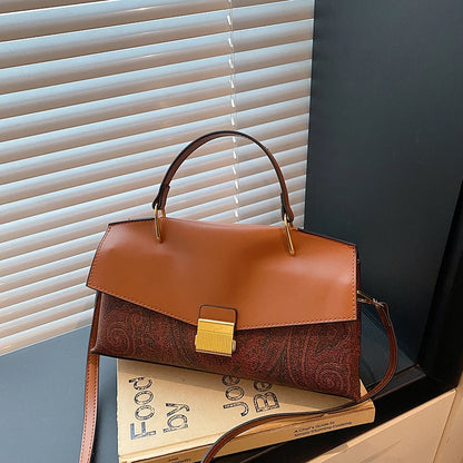 Factory Wholesale Luxury Brand Design Ladies Handbag PU Leather Contrasting Retro High Quality Shoulder Bag for Women