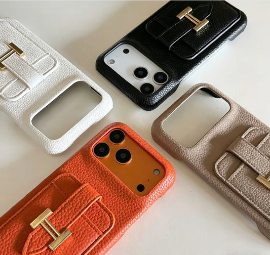 Lychee Grain Luxury Cardholder Phone Case for iphone 17 Pro 13 Pro Embossing Shockproof Durable Fashionable Artificial Leather