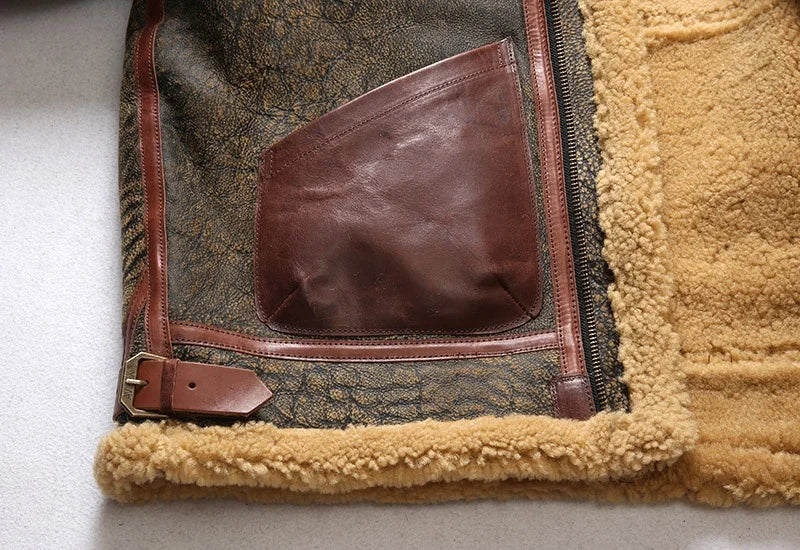 OEM High Fashion General Patton B3 Retro Fur Airmen Coats Men's Sheepskin Leather Jackets