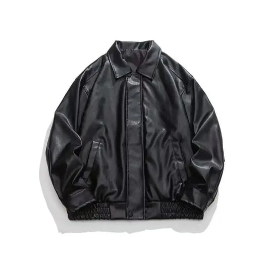 Customized Retro Fashion PU Men's Jacket, pilot Zipper Leather Top, High-quality Embroidered Black