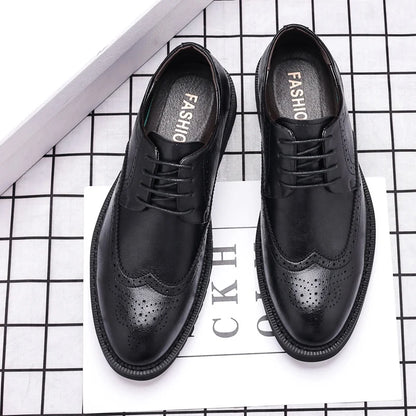 High Quality Men's Casual Cowhide Leather Dress Shoes Soft Comfortable Business Office Style Oxfords Formal Shoes for Men