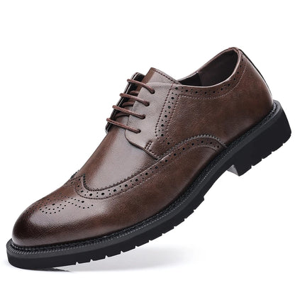 High Quality Men's Casual Cowhide Leather Dress Shoes Soft Comfortable Business Office Style Oxfords Formal Shoes for Men