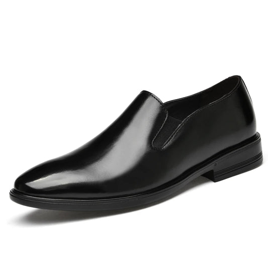 Men's Uniform Dress Oxford Loafers Derby Flats Shoes Low-top Slip on Cow Genuine Leather Pointed Toe Business Casual Breathable