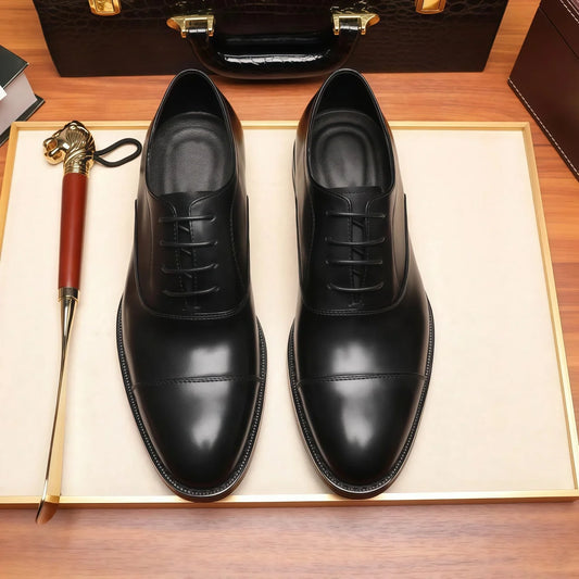 Designer Three-joint Retro Genuine Leather Lace-up Korean-style Breathable Non-slip Spring Business Oxford Shoes Rabbit Fur
