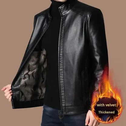 M-3XL New Spring Autumn Men's Casual PU Leather Jacket Stylish Street Vendor Coat Adult Dad Middle-Aged Elderly PU leather Coat