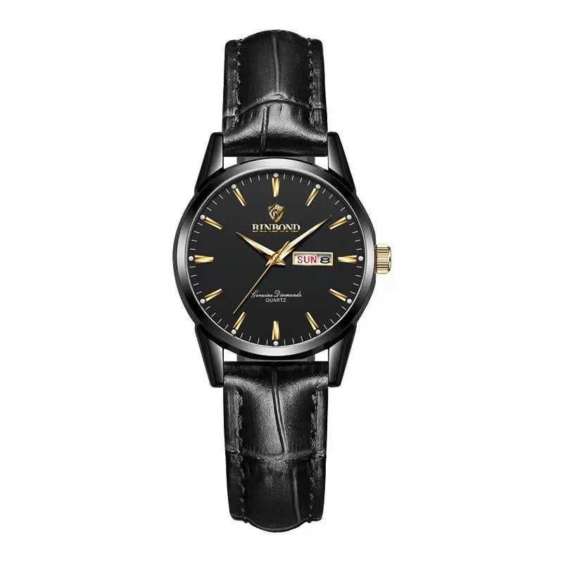 BINBOND B2238 2238 Quartz Wrist Watches Leather Strap Ladies & Man Top Luxury Couple Watch Women Men Waterproof Calendar Watch