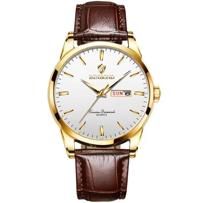 BINBOND B2238 2238 Quartz Wrist Watches Leather Strap Ladies & Man Top Luxury Couple Watch Women Men Waterproof Calendar Watch
