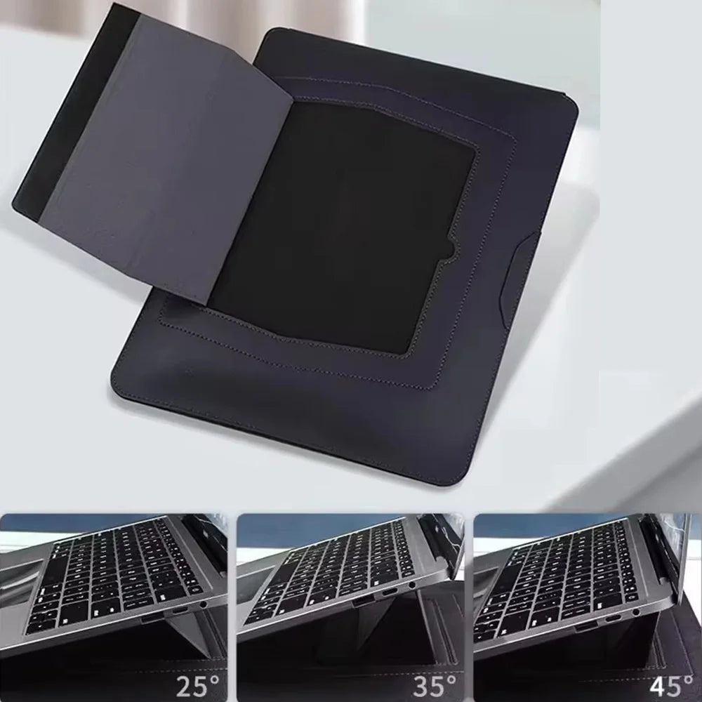 2026 Laptop Sleeve with Stand Multifunctional Business Waterproof Leather Laptop Bag for MacBook Air 13 15 Pro M5 14 16