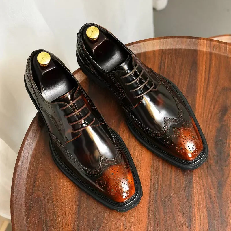 Business Casual Men's Leather Shoes Men's Wear-resistant Breathable Dress Shoes Lightweight Luxury Italian Shoes Comfortable