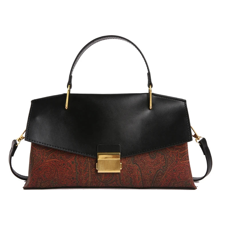 Factory Wholesale Luxury Brand Design Ladies Handbag PU Leather Contrasting Retro High Quality Shoulder Bag for Women