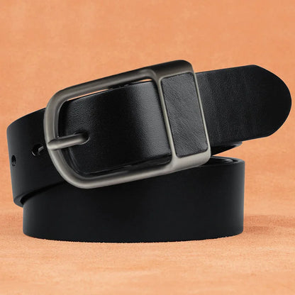 Men's High Quality Genuine Cowhide Leather Belt With Fashionable Pin Buckle Custom Length for Business-Casual Wear