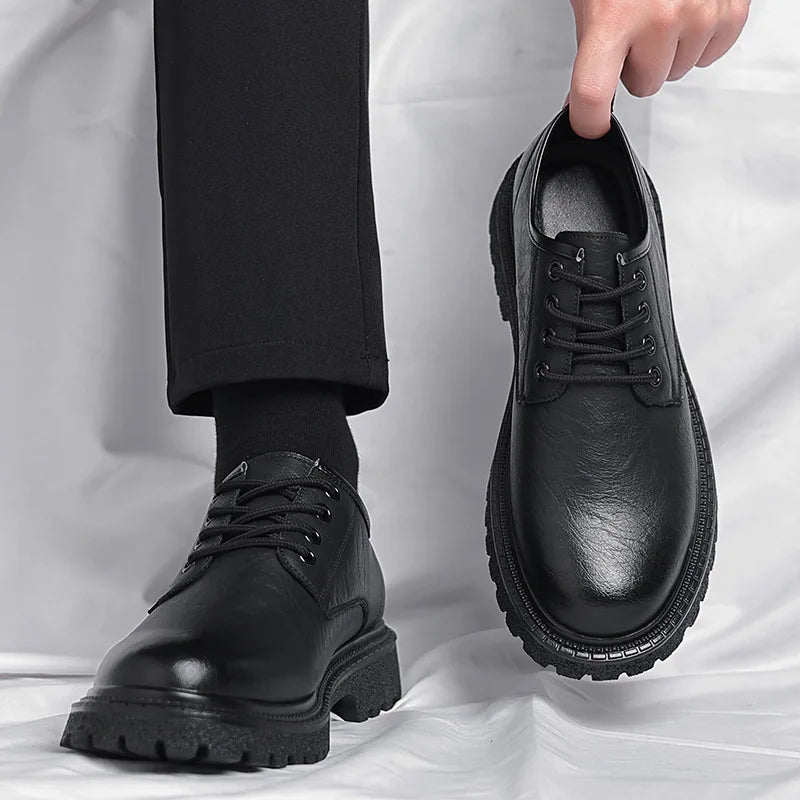 2025 New LEAO Hot Selling Men's Business Casual Leather Shoes Cowhide Thick Bottom Leather Men's Low Top Work Shoes