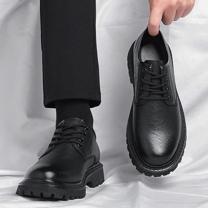 2025 New LEAO Hot Selling Men's Business Casual Leather Shoes Cowhide Thick Bottom Leather Men's Low Top Work Shoes