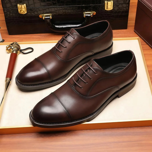 Designer Three-joint Retro Genuine Leather Lace-up Korean-style Breathable Non-slip Spring Business Oxford Shoes Rabbit Fur