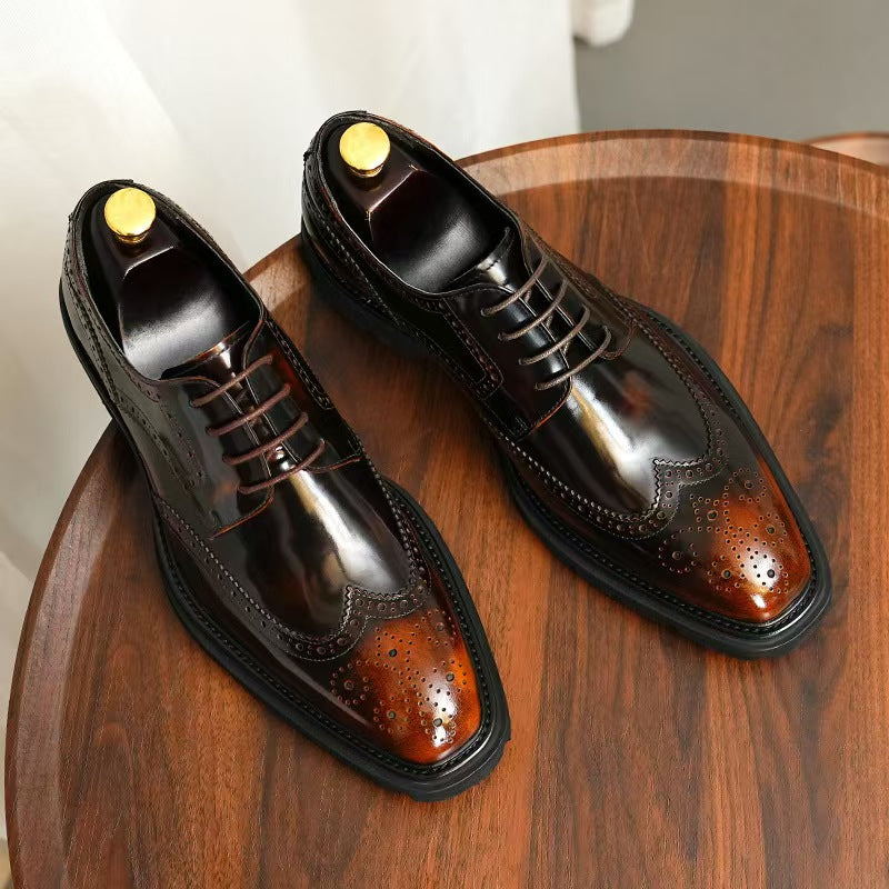 Business Casual Men's Leather Shoes Men's Wear-resistant Breathable Dress Shoes Lightweight Luxury Italian Shoes Comfortable